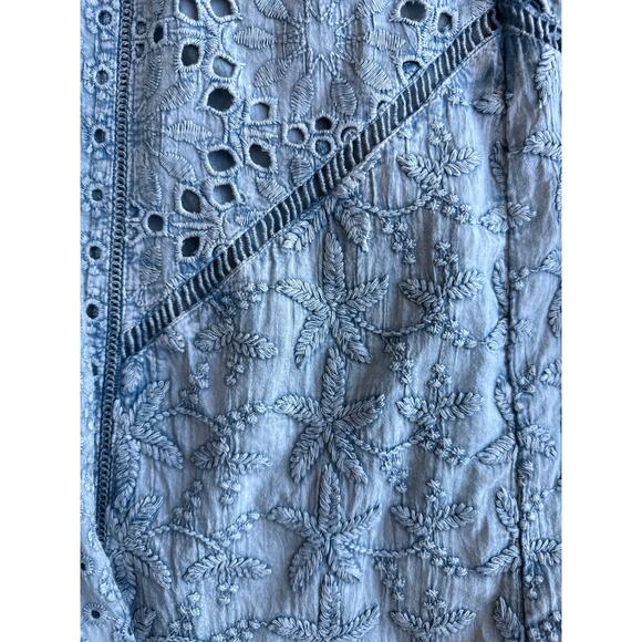 Soft Surroundings Porfiria Embellished Chambray Blue Maxi Skirt Size XS XSMALL - Picture 8 of 11
